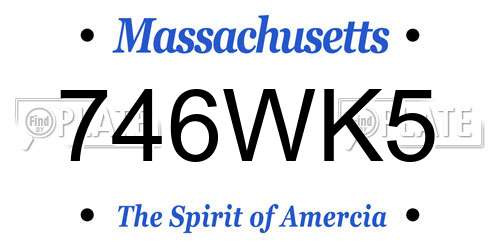 746WK5 Massachusetts License Plate