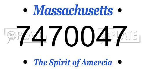 7470047 Massachusetts License Plate