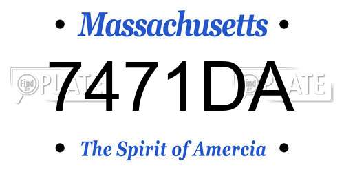 7471DA Massachusetts License Plate
