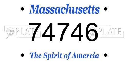 74746 Massachusetts License Plate