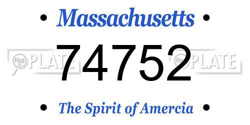 74752 Massachusetts License Plate