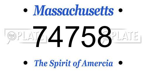 74758 Massachusetts License Plate