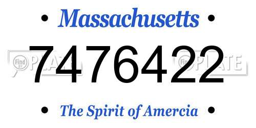 7476422 Massachusetts License Plate