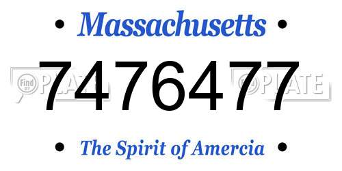7476477 Massachusetts License Plate