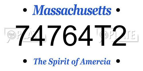 74764T2 Massachusetts License Plate