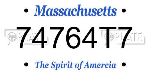 74764T7 Massachusetts License Plate