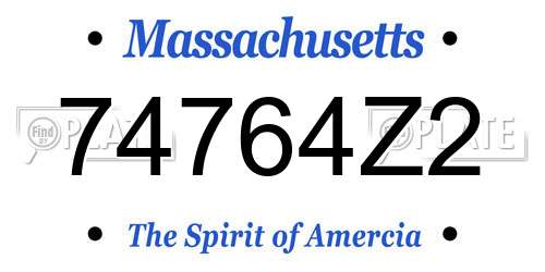74764Z2 Massachusetts License Plate