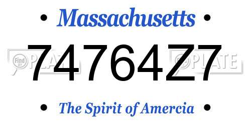 74764Z7 Massachusetts License Plate