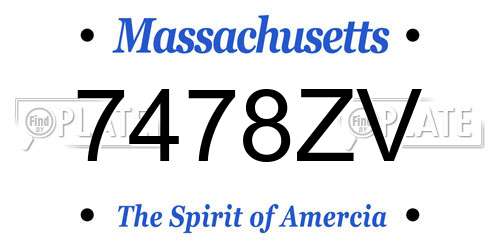 7478ZV Massachusetts License Plate