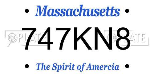 747KN8 Massachusetts License Plate