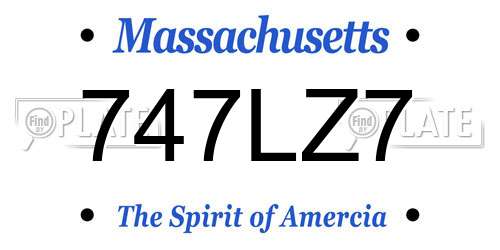 747LZ7 Massachusetts License Plate