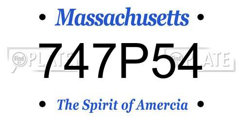 747P54 Massachusetts License Plate