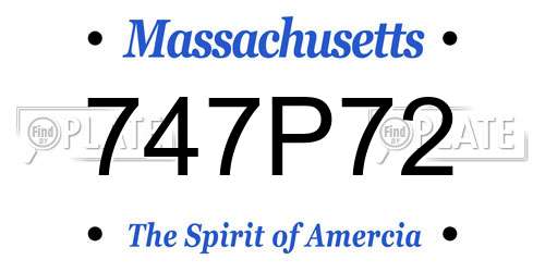 747P72 Massachusetts License Plate