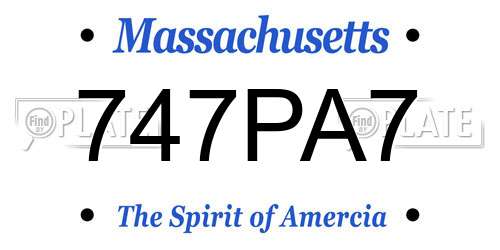 747PA7 Massachusetts License Plate