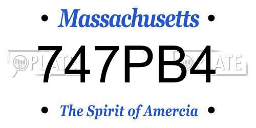 747PB4 Massachusetts License Plate