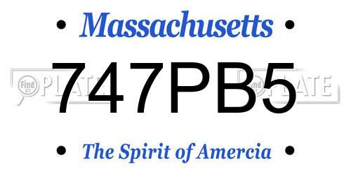 747PB5 Massachusetts License Plate