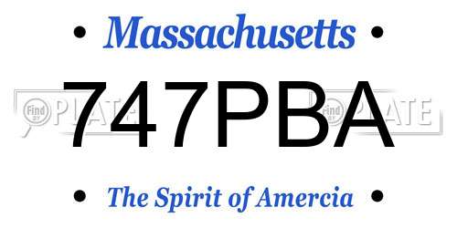 747PBA Massachusetts License Plate