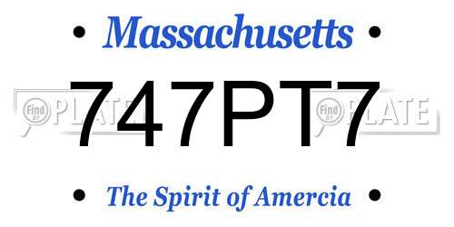 747PT7 Massachusetts License Plate