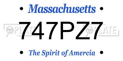 747PZ7 Massachusetts License Plate