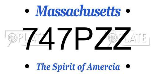 747PZZ Massachusetts License Plate