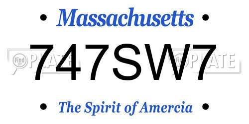 747SW7 Massachusetts License Plate