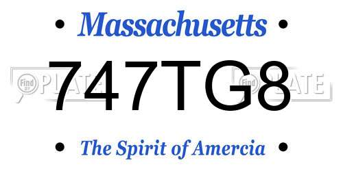747TG8 Massachusetts License Plate