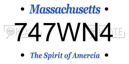 747WN4 Massachusetts License Plate