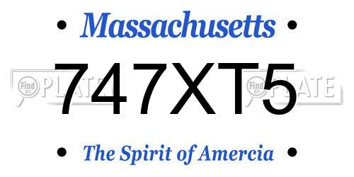 747XT5 Massachusetts License Plate