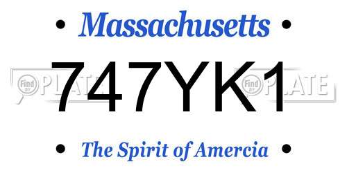 747YK1 Massachusetts License Plate