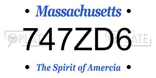 747ZD6 Massachusetts License Plate