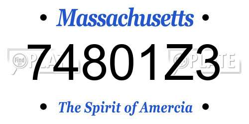 74801Z3 Massachusetts License Plate