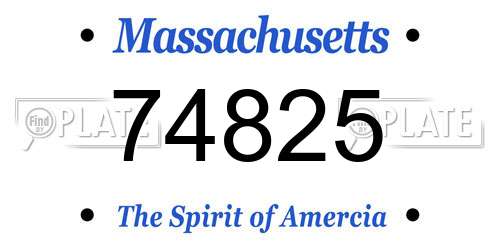 74825 Massachusetts License Plate