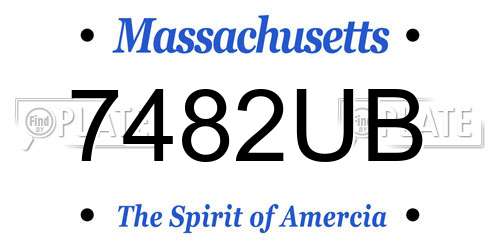 7482UB Massachusetts License Plate