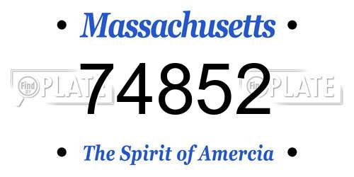 74852 Massachusetts License Plate