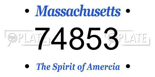 74853 Massachusetts License Plate