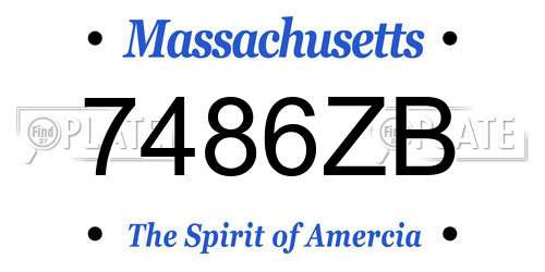 7486ZB Massachusetts License Plate