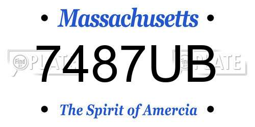 7487UB Massachusetts License Plate