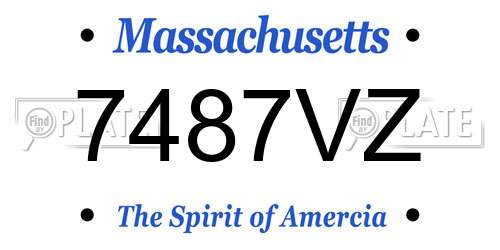 7487VZ Massachusetts License Plate