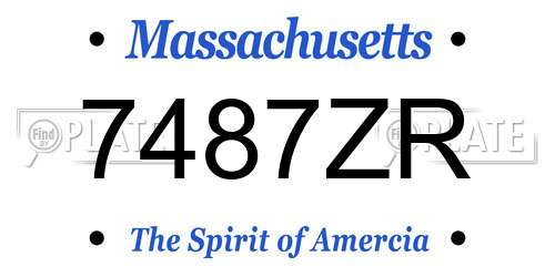 7487ZR Massachusetts License Plate