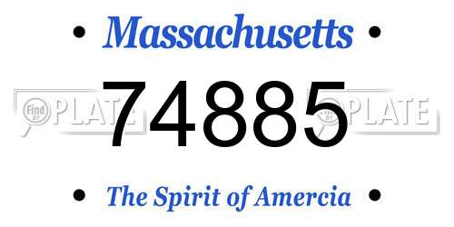 74885 Massachusetts License Plate