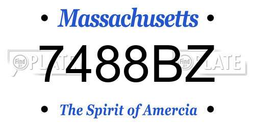 7488BZ Massachusetts License Plate