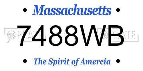 7488WB Massachusetts License Plate