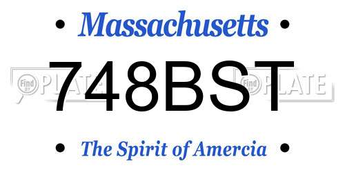 748BST Massachusetts License Plate