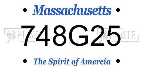 748G25 Massachusetts License Plate