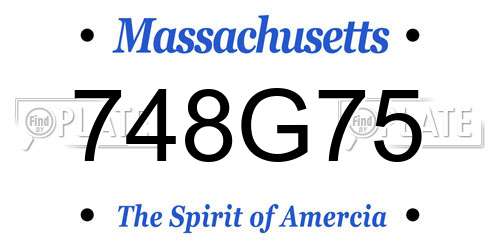 748G75 Massachusetts License Plate