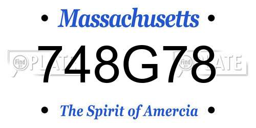 748G78 Massachusetts License Plate