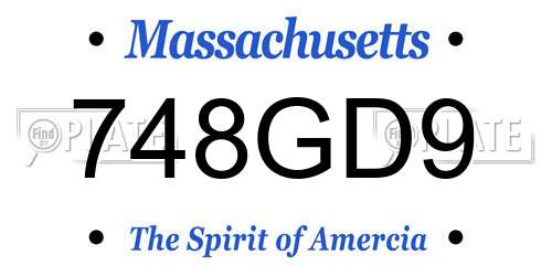 748GD9 Massachusetts License Plate
