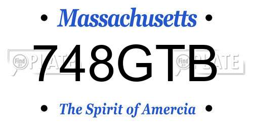 748GTB Massachusetts License Plate