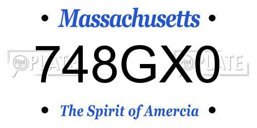 748GX0 Massachusetts License Plate