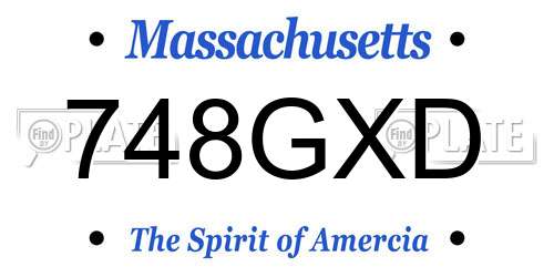 748GXD Massachusetts License Plate